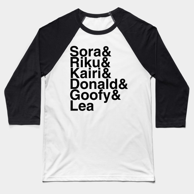 Kingdom Hearts Helvetica List Baseball T-Shirt by DennisMcCarson